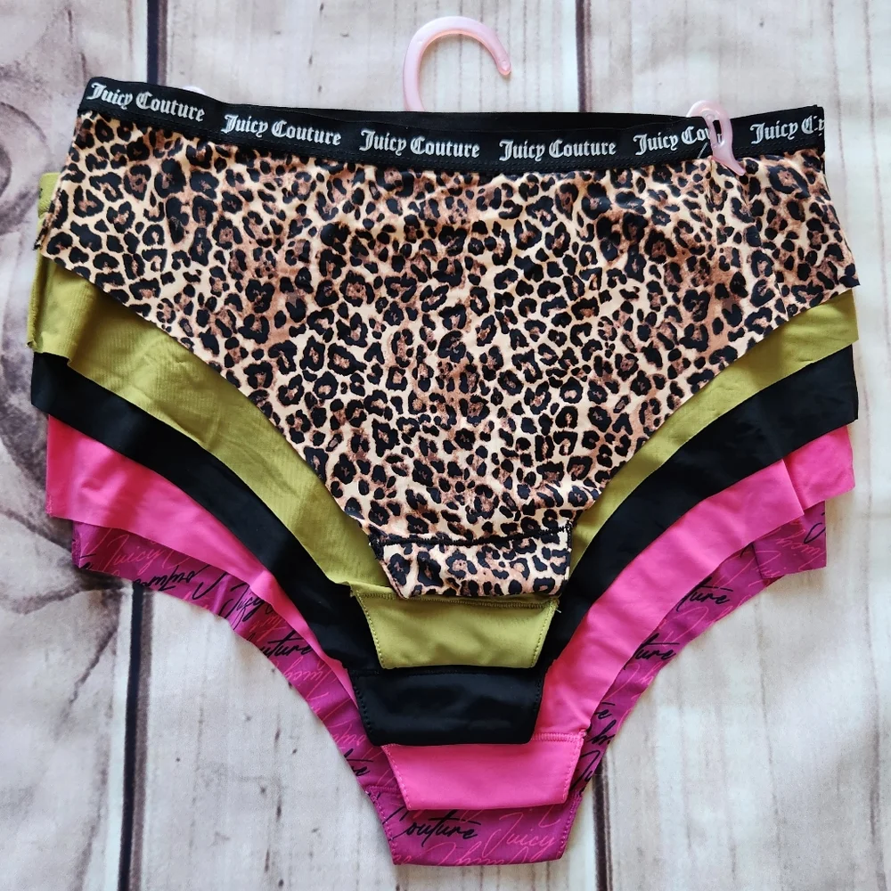 NWT Juicy Couture Underwear Set 5 Pack Hipster Briefs Green Pink, Women's Size L